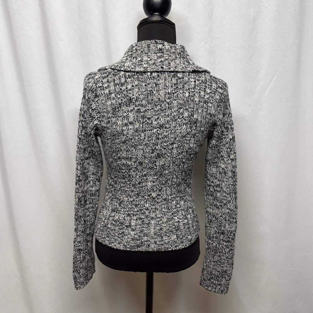 Energie M Juniors Black White Button Front Knit Cardigan Sweater Cozy - Picture 2 of 6